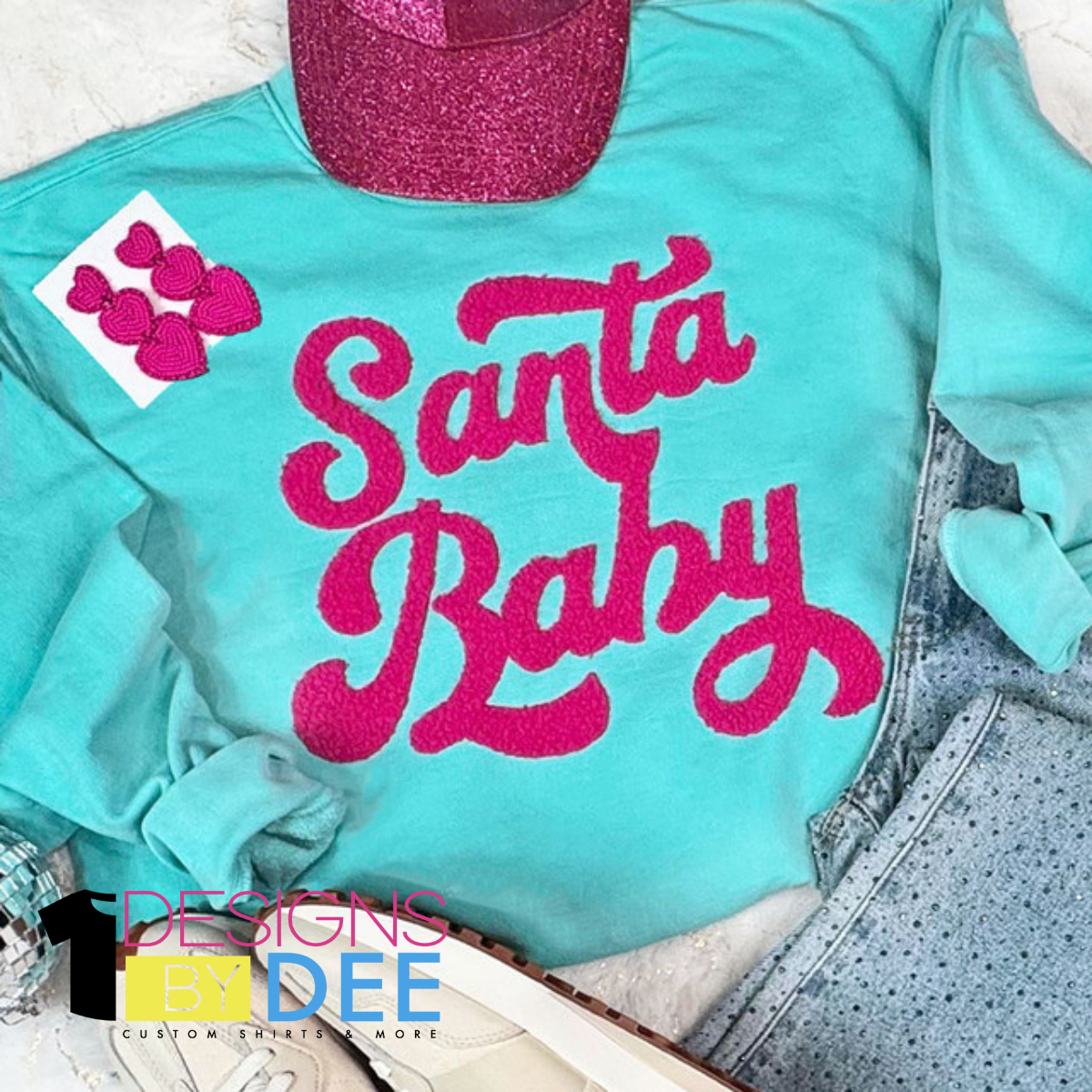 Santa Baby Pink Fluffy Chenille Design