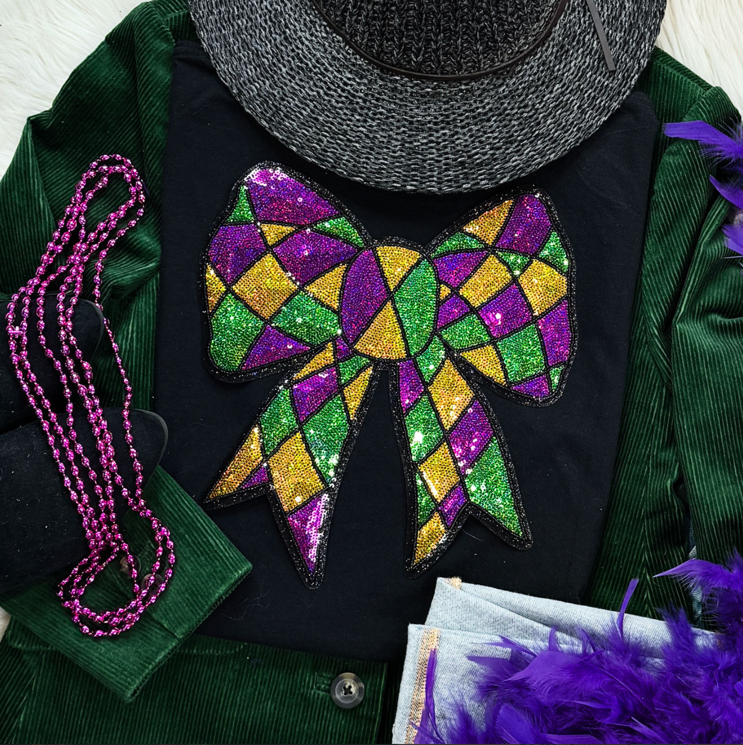 Sequin Mardi Gras Bow