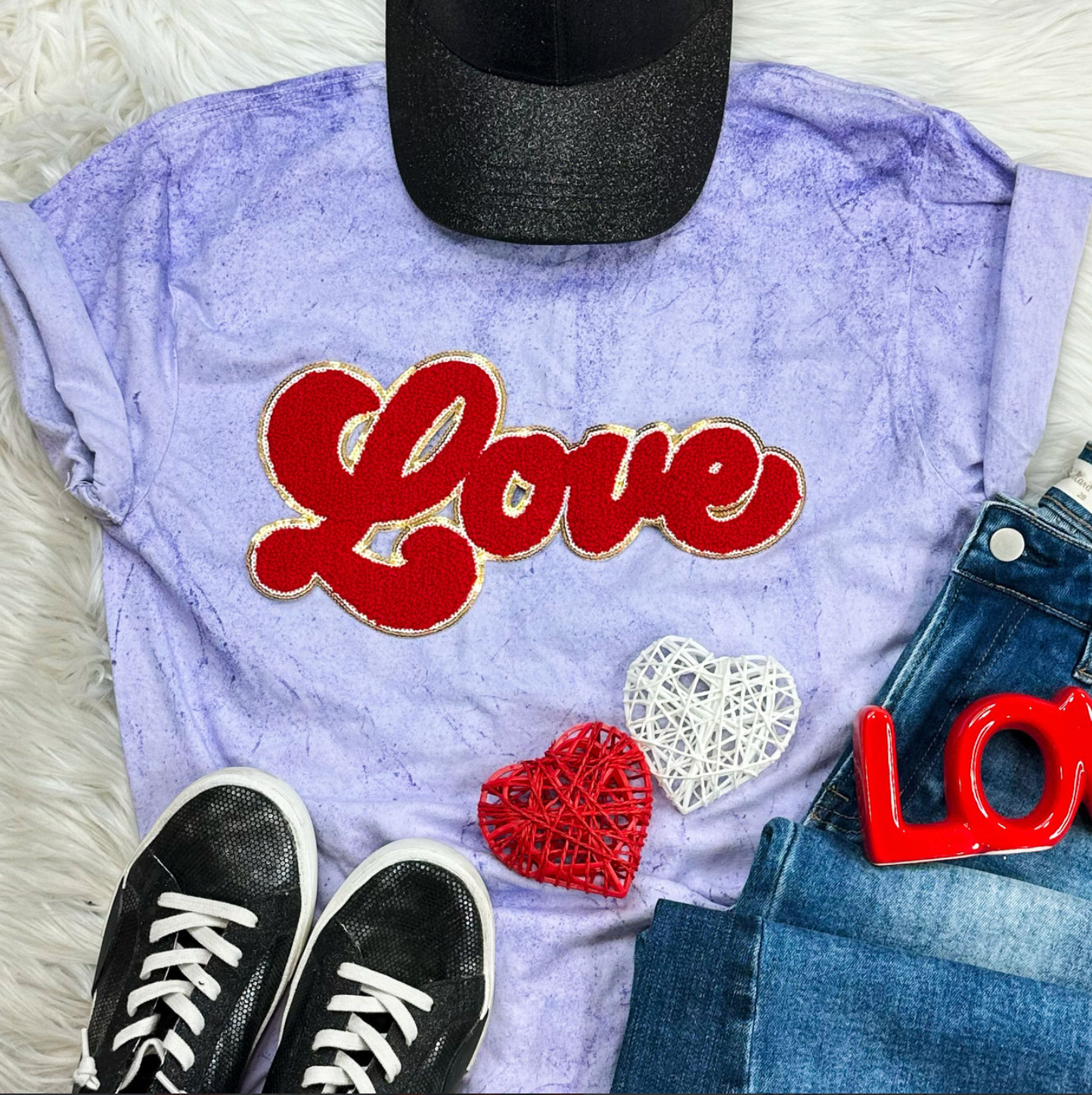 Red LOVE Chenille