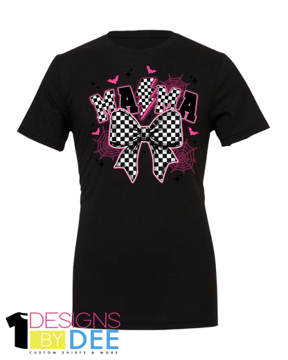 Spooky Checkered Bow Mama Design