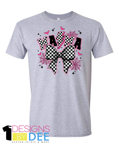 Spooky Checkered Bow Mama Design