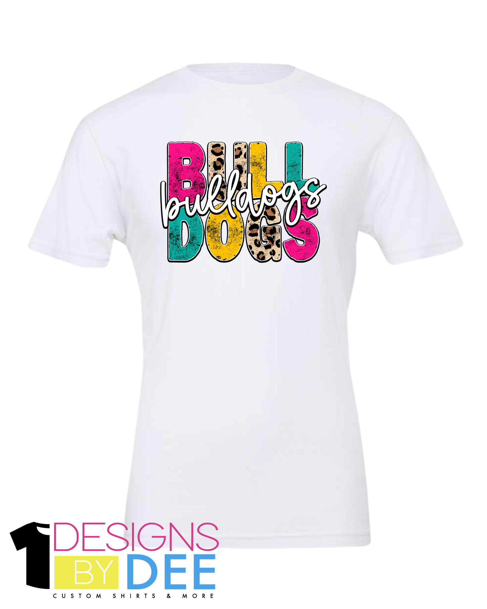COLOR BLOCK CHEETAH BULLDOGS TEE - Designs by Dee 042
