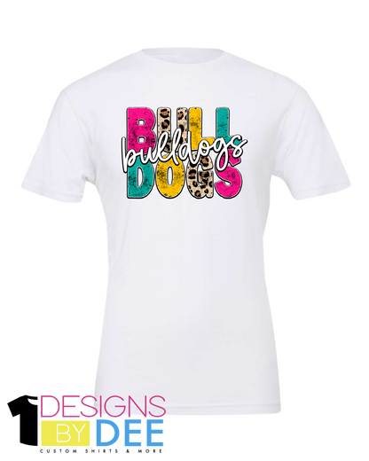 COLOR BLOCK CHEETAH BULLDOGS TEE - Designs by Dee 042