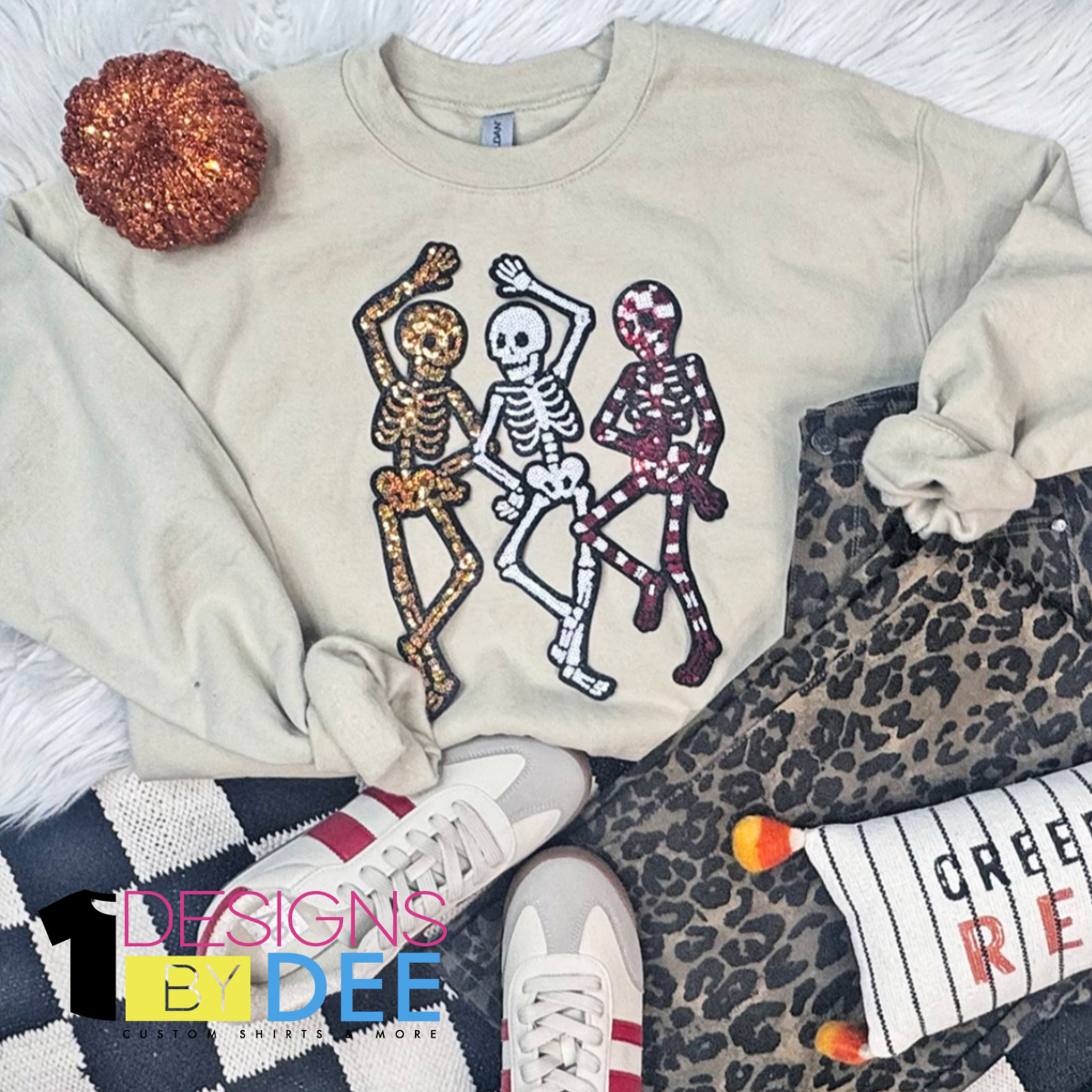 Dancing Skeletons Sequin Design
