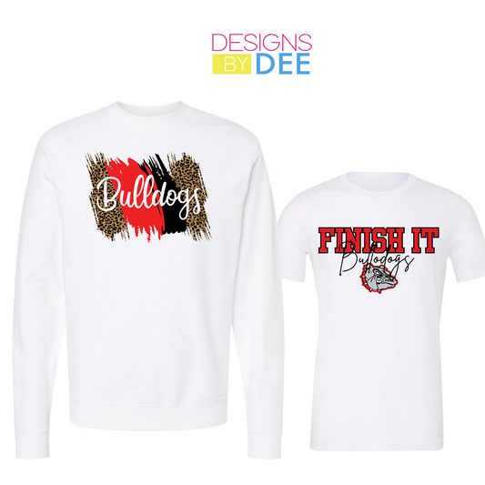 White Out Sweatshirt Game Day Bundle -Bulldogs Brushstroke