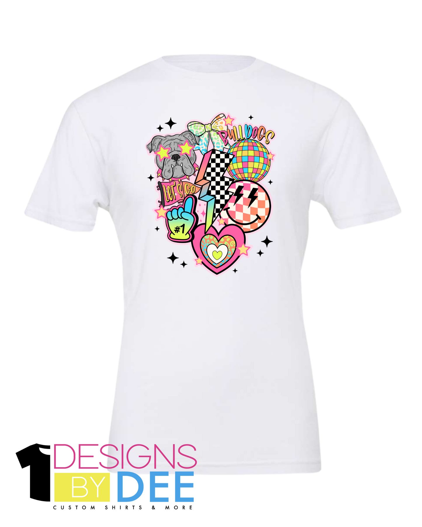 BULLDOG RETRO DOODLE TEE - Designs by Dee 042