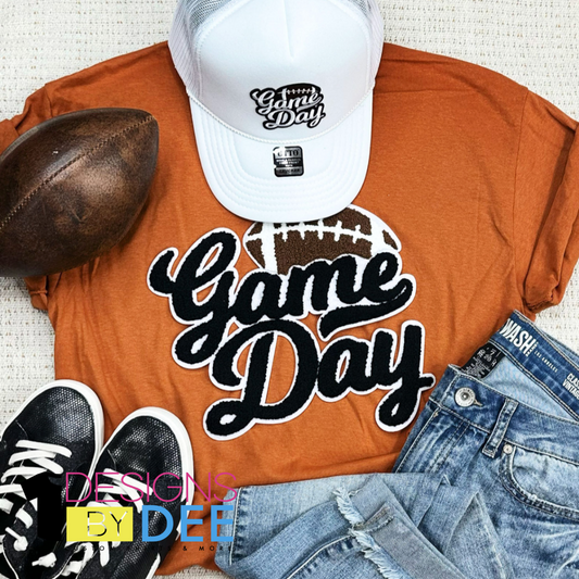 Black Game Day Football Chenille Design