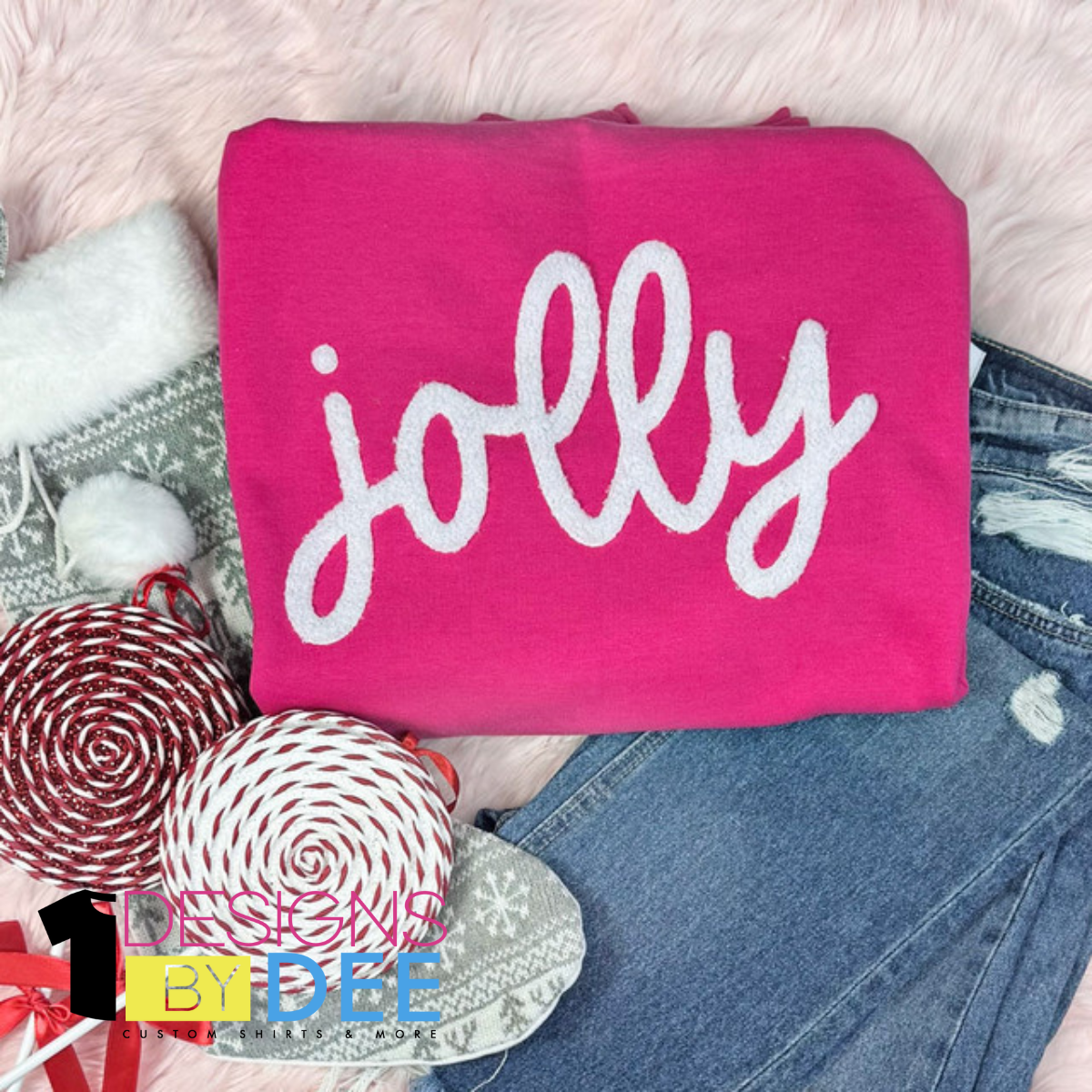 Jolly White Fluffy Chenille Design