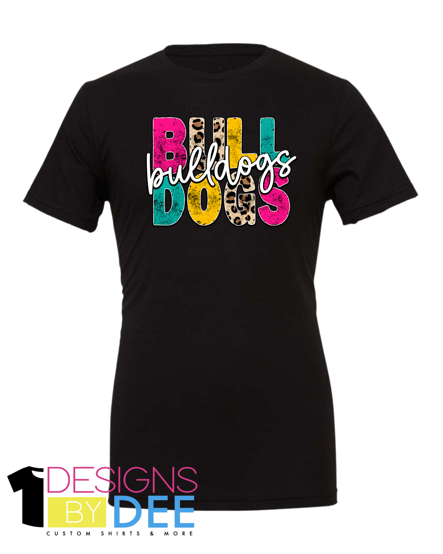 COLOR BLOCK CHEETAH BULLDOGS TEE - Designs by Dee 042
