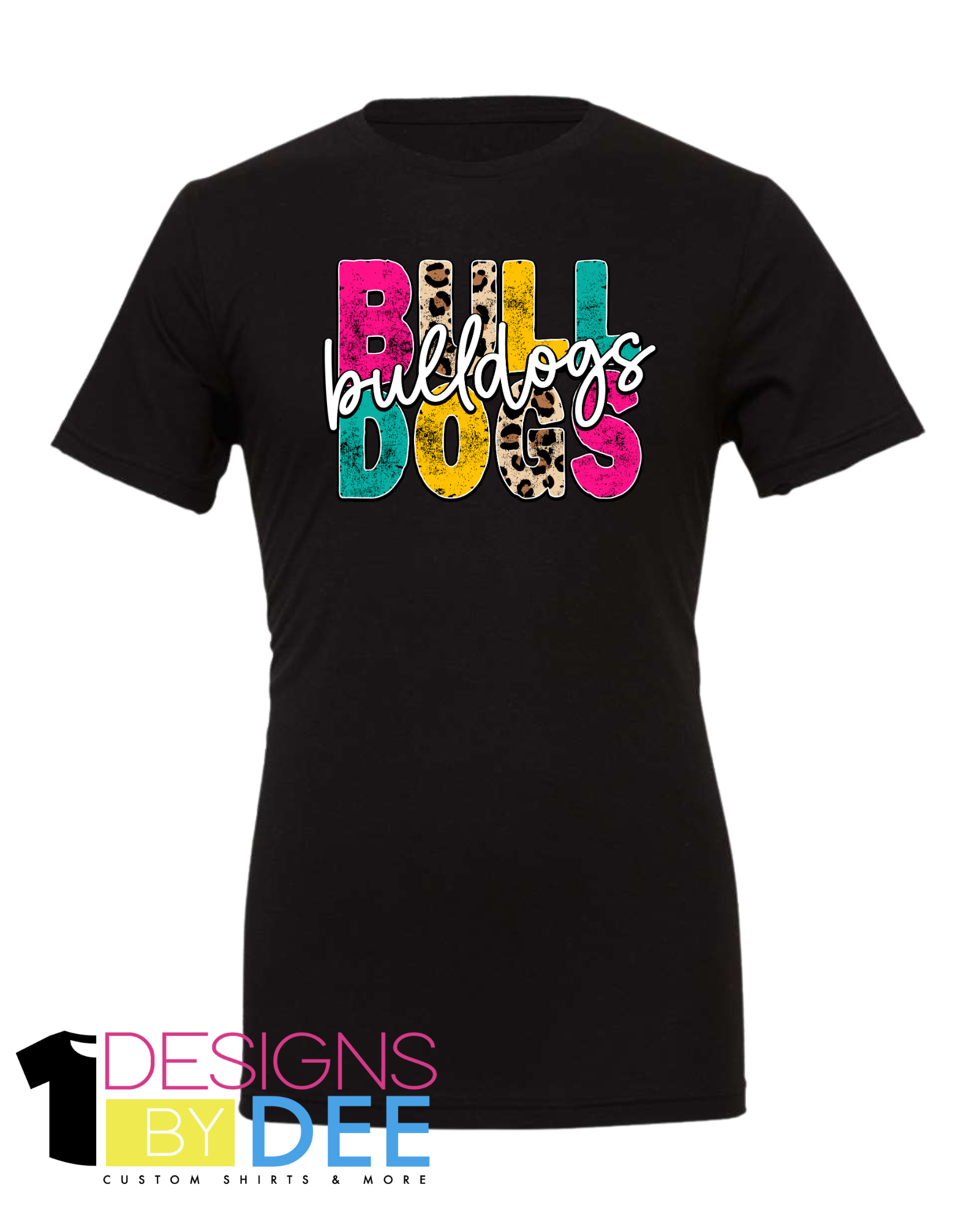 COLOR BLOCK CHEETAH BULLDOGS TEE - Designs by Dee 042