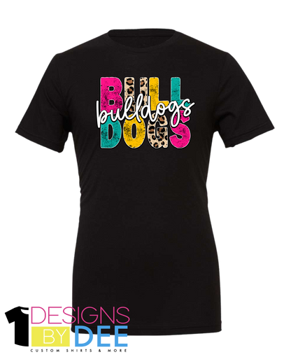 COLOR BLOCK CHEETAH BULLDOGS TEE - Designs by Dee 042