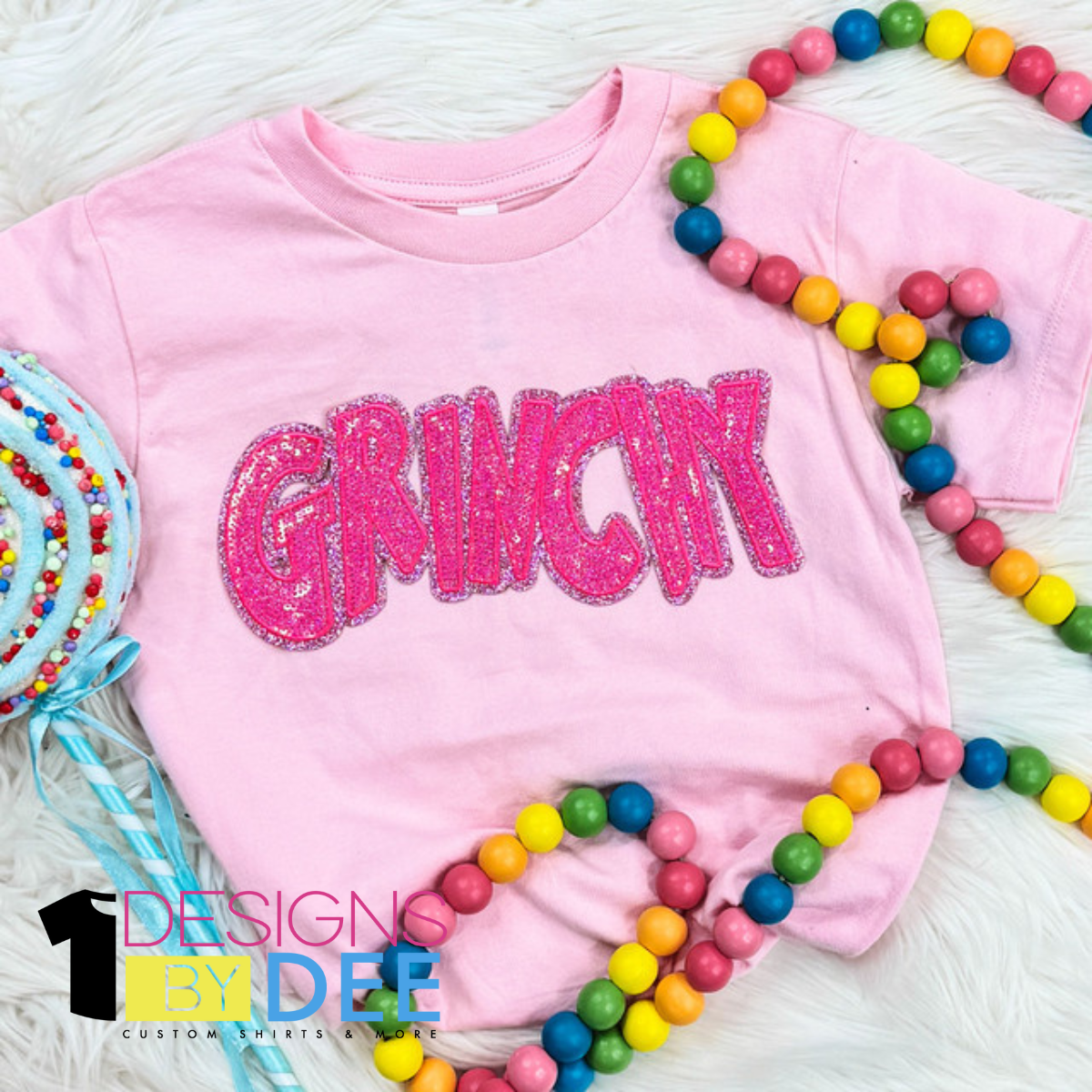 Grinchy Pink Sequin Design