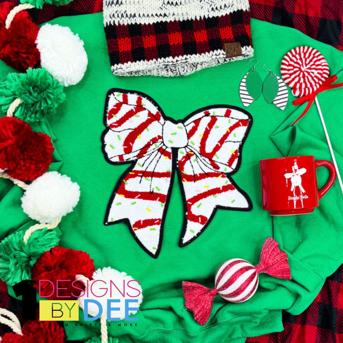 Striped Holiday Bow Chenille Design