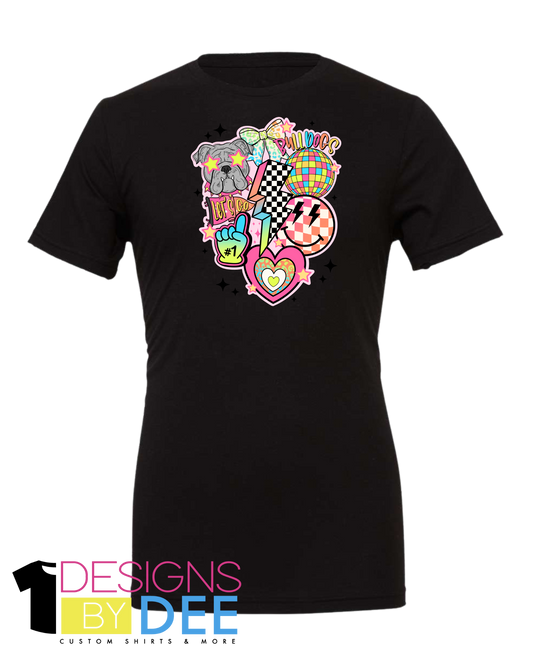BULLDOG RETRO DOODLE TEE - Designs by Dee 042