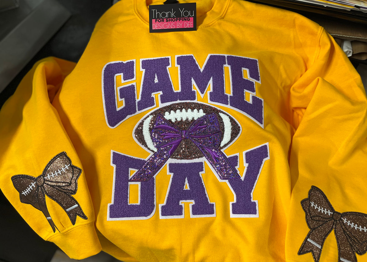 Game Day Football Sequin-Purple/Gold