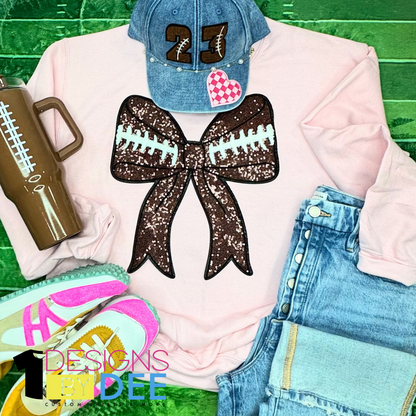 Sequin Football Bow Design