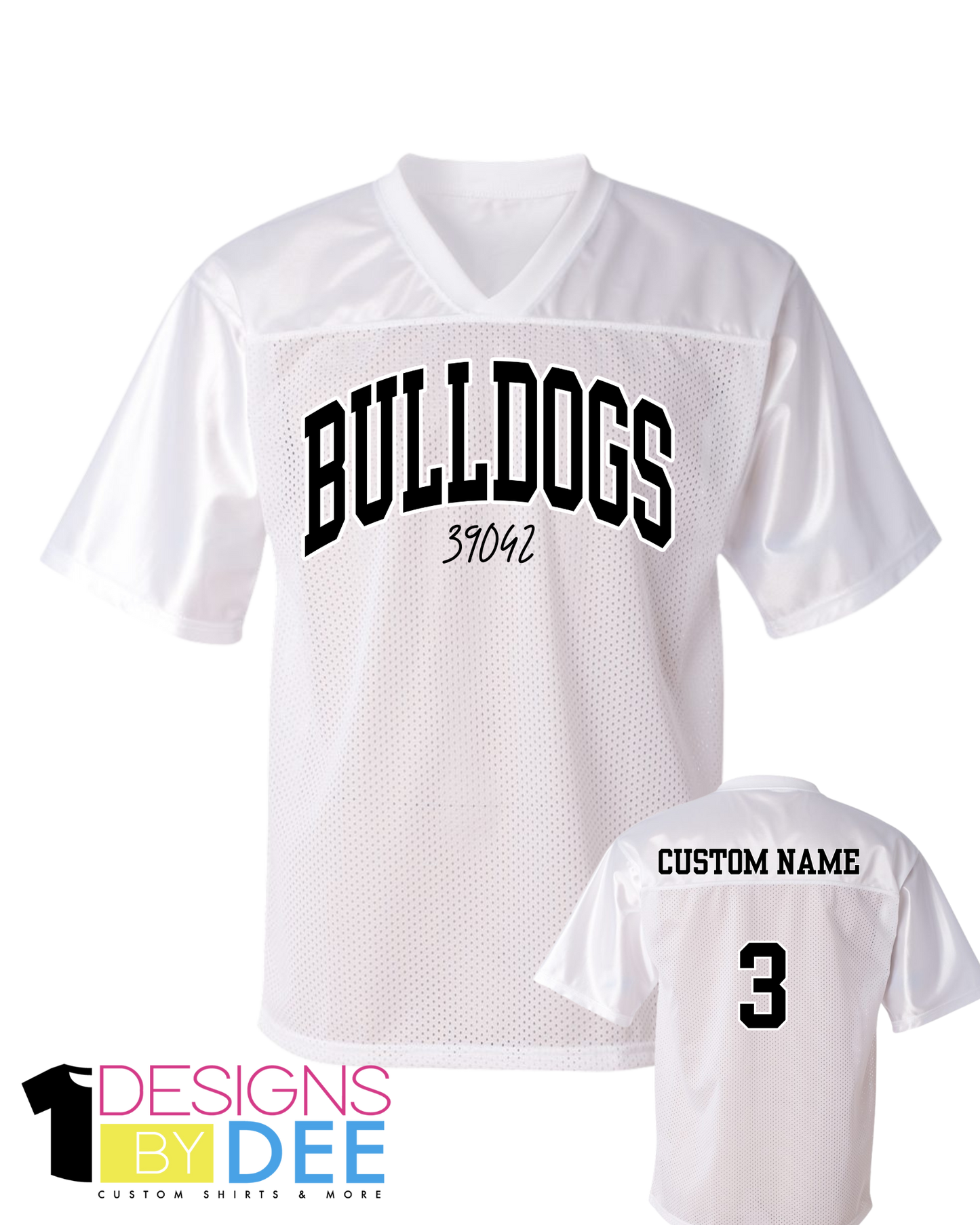 Cursive Bulldogs Football Jersey Adult - Designs by Dee 042