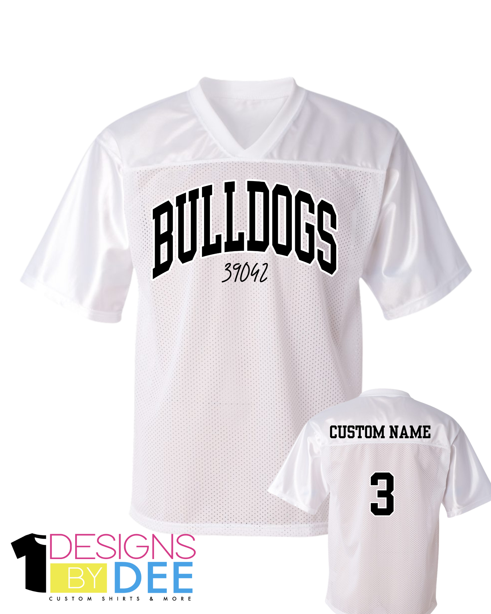Cursive Bulldogs Football Jersey Adult - Designs by Dee 042