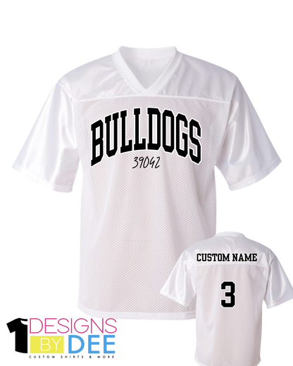 Cursive Bulldogs Football Jersey Adult - Designs by Dee 042