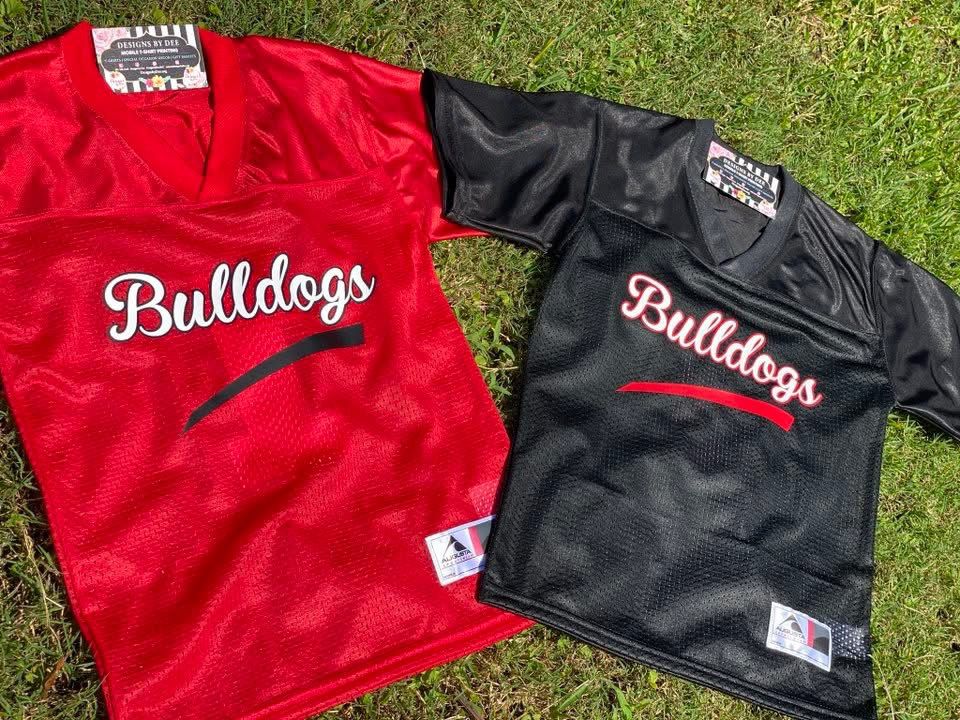Cursive Bulldogs Football Jersey Adult - Designs by Dee 042