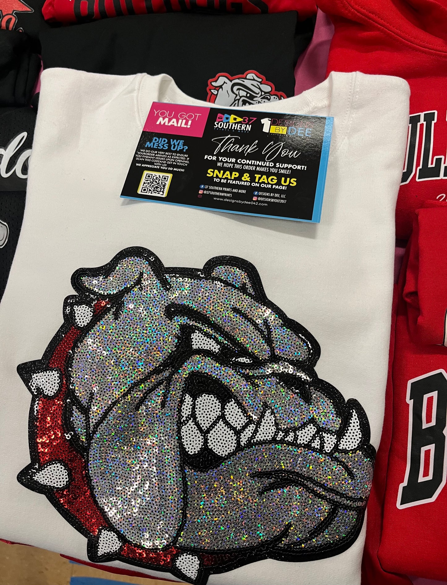 Bulldog Mascot Sequin Bling