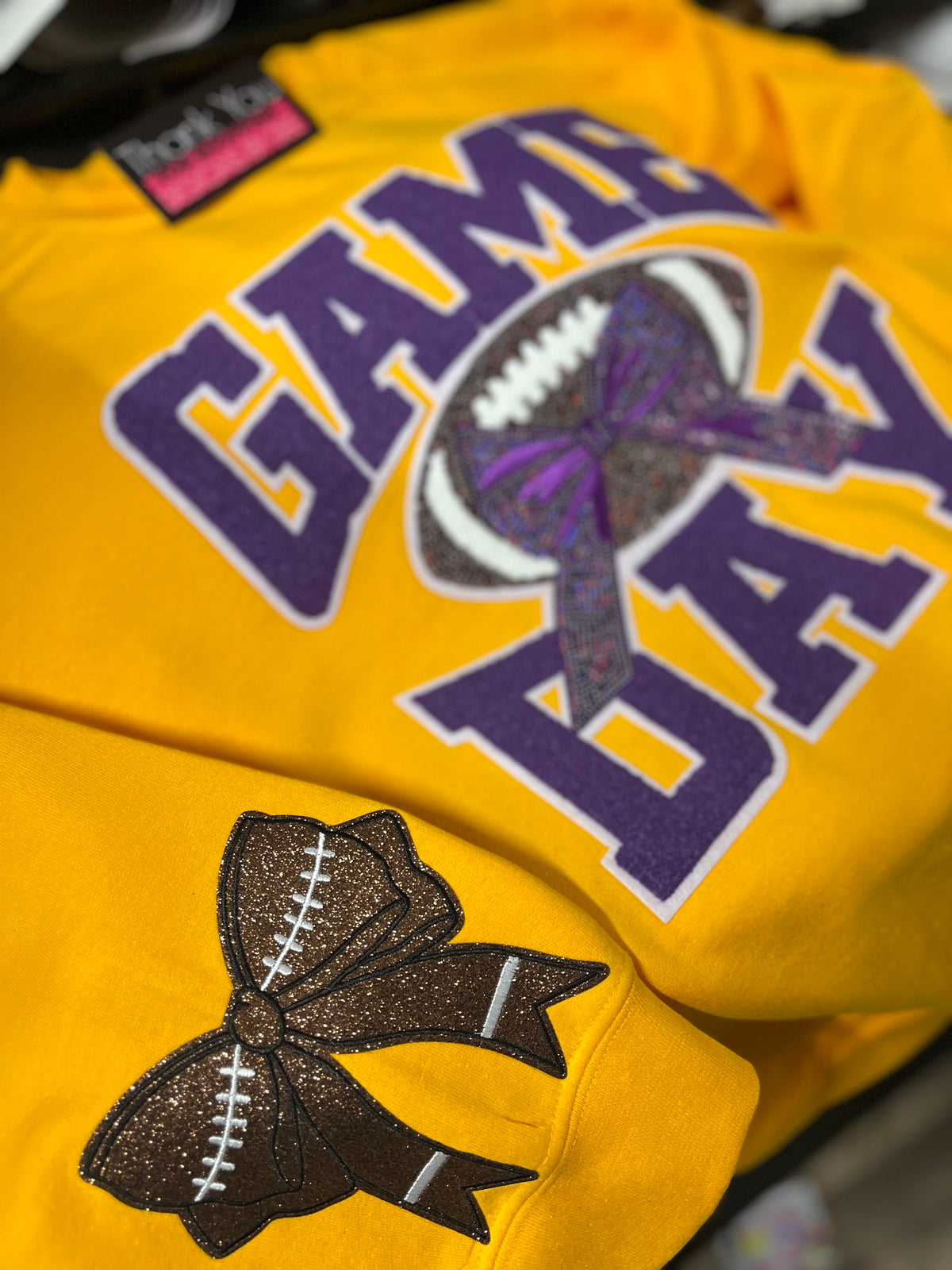 Game Day Football Sequin-Purple/Gold