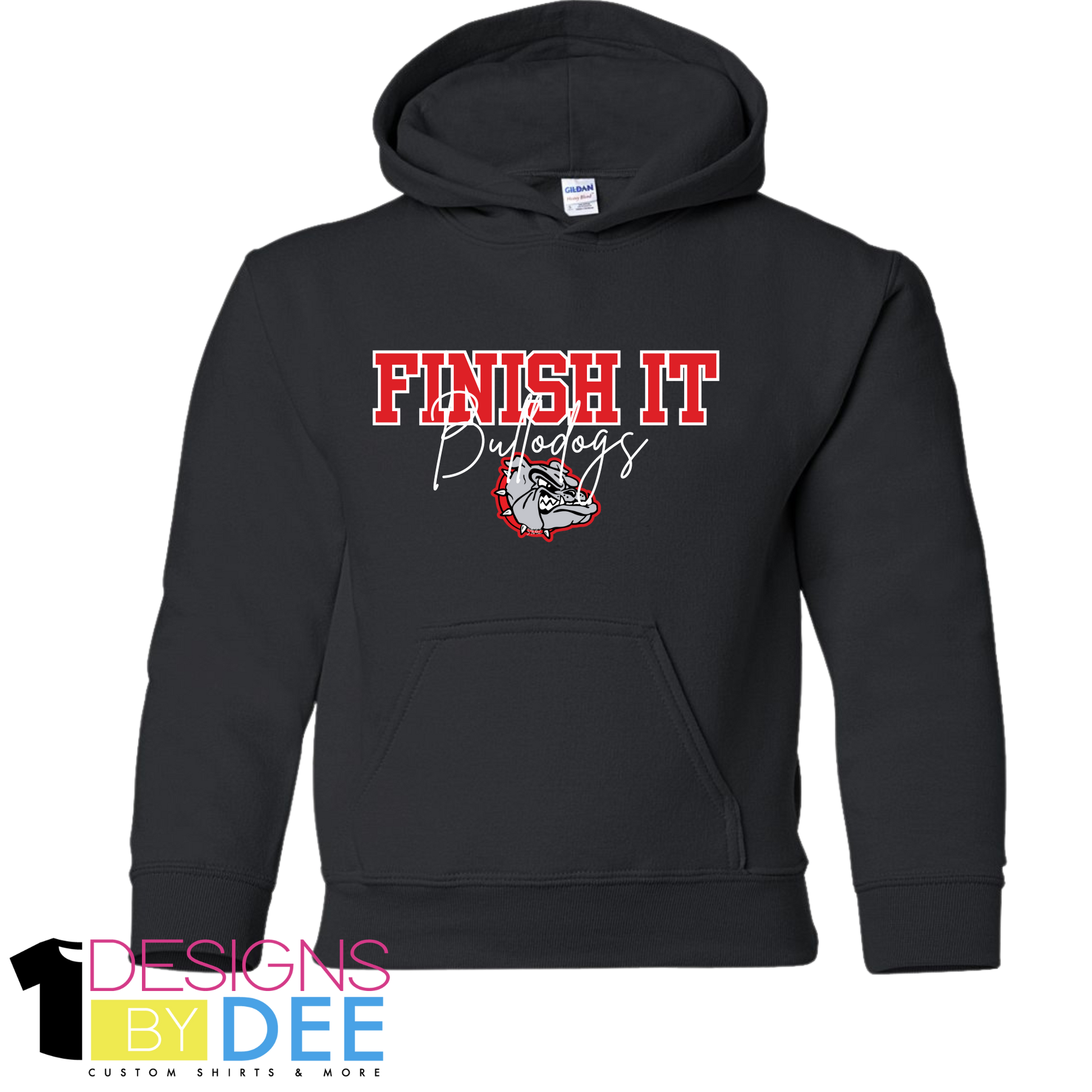 FINISH IT BULLDOGS -Youth Hoodie - Designs by Dee 042