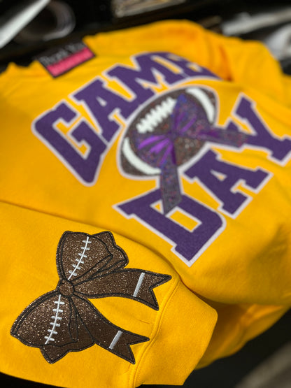 Game Day Football Sequin-Purple/Gold