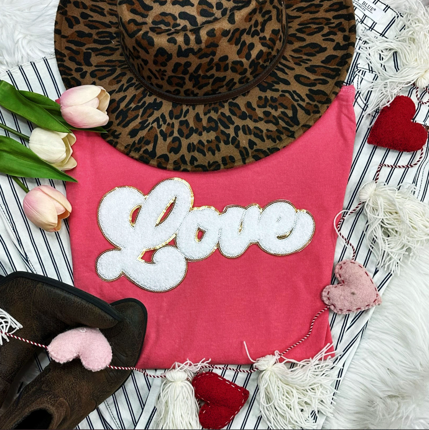 White LOVE Chenille