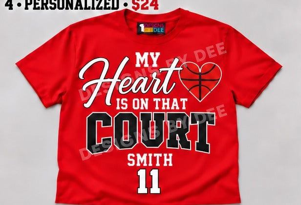 Courtside Collection Personalized red tee