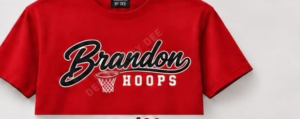 Brandon Hoops script red tee
