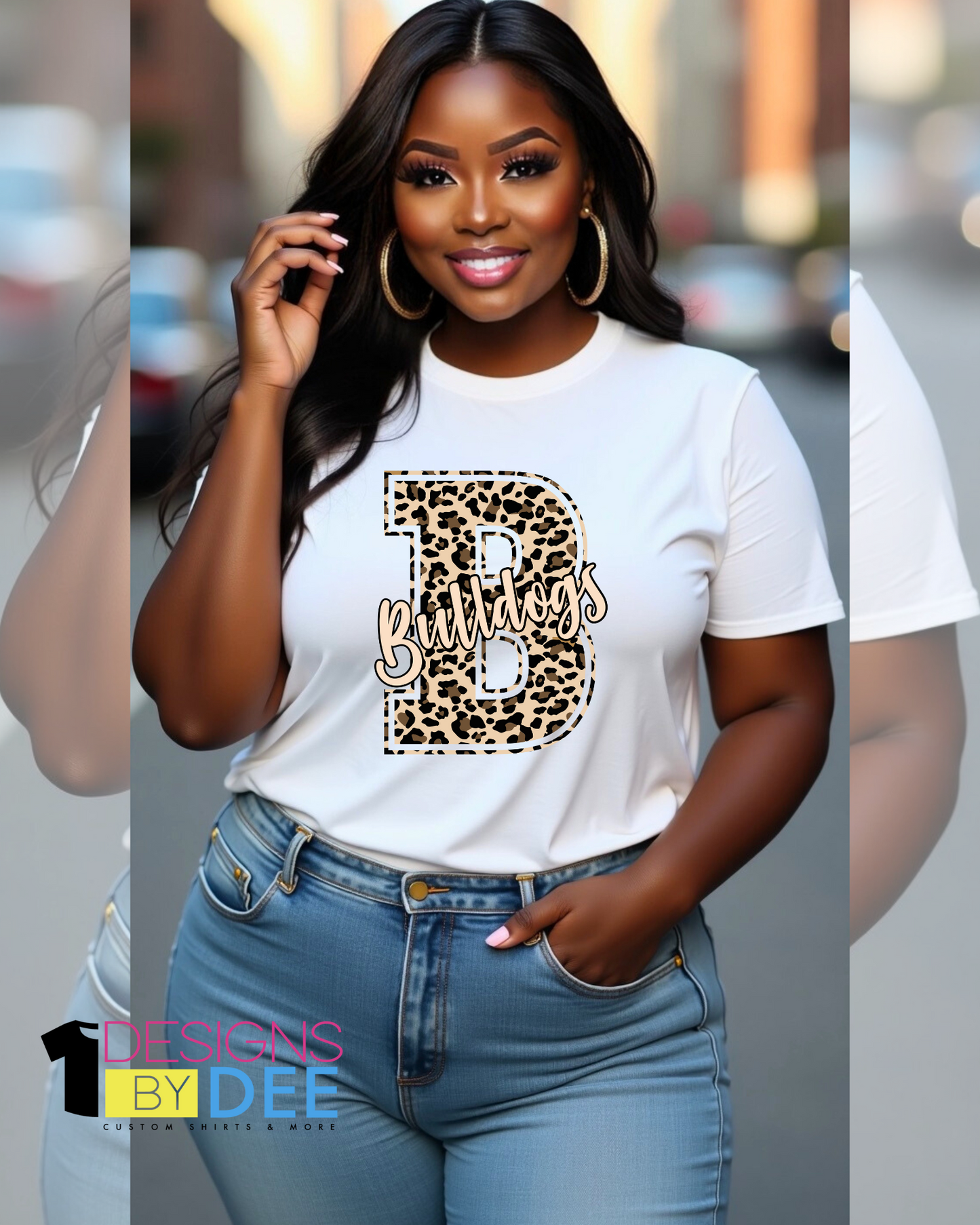 B BULLDOGS CHEETAH TEE - Designs by Dee 042