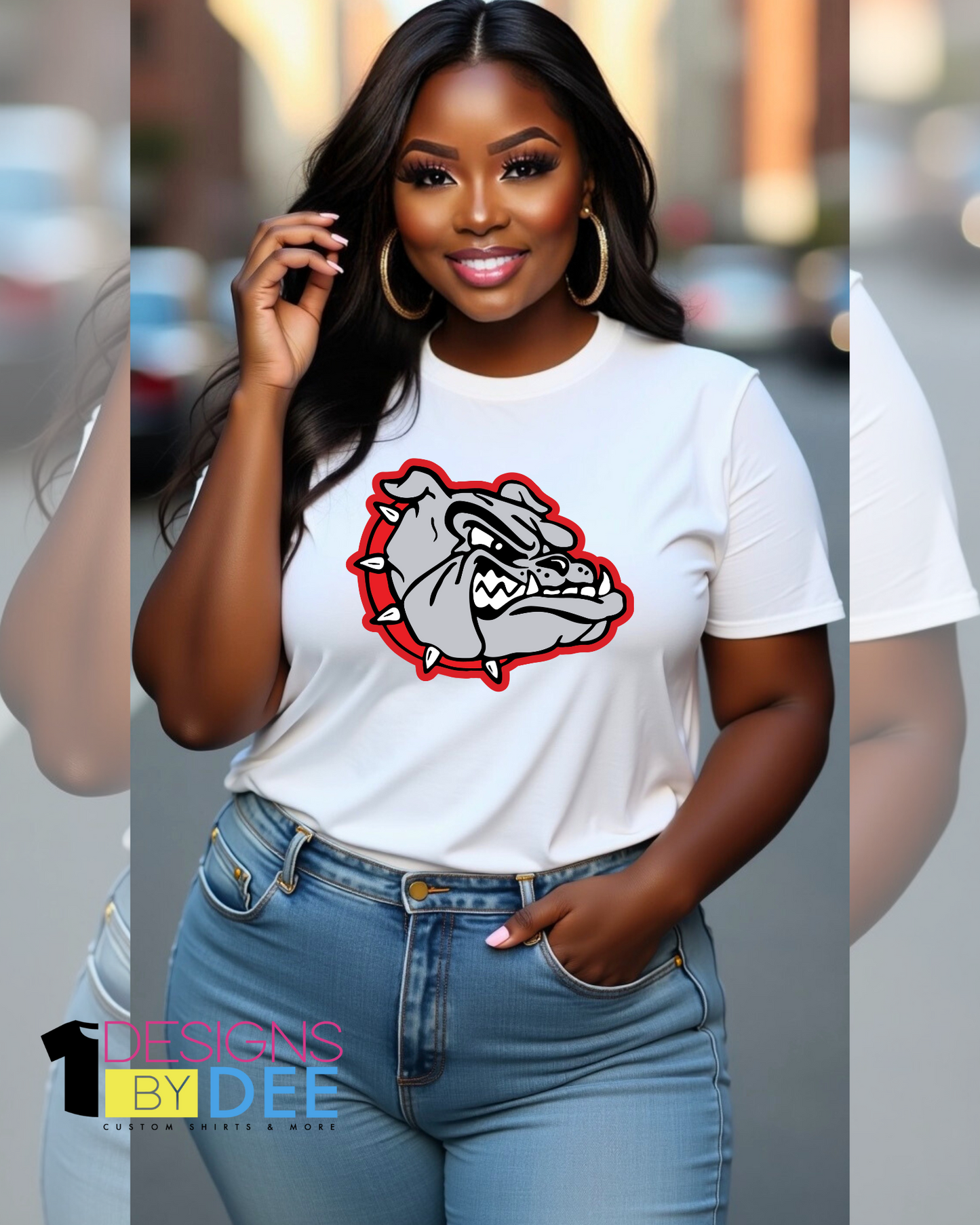 BULLDOG HEAD TEE - Designs by Dee 042